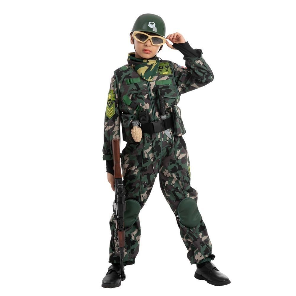NEW Spooktacular Creations Army Force Camouflage Military Costume with Helmet